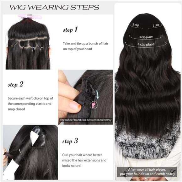 4PCS Clip in Hair Extensions, light Red - Picture 2 of 6